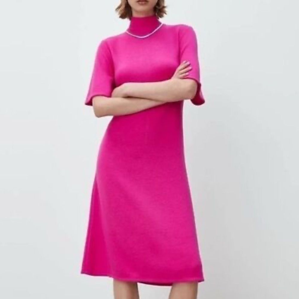 Zara Pink Mock Neck Sweater Dress(Size Small)